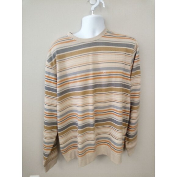NWT Eddie Bauer Men's Tan Orange Blue Brown Striped Long Sleeve Shirt XL - Picture 1 of 5